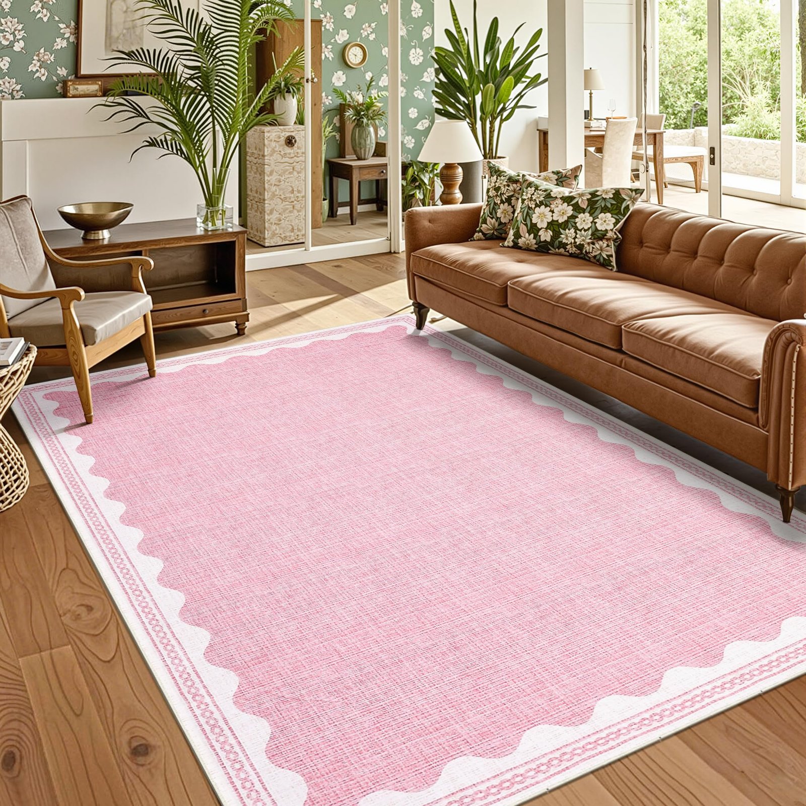 LocalStock 2x6 Runner Rug for Hallway Washable Kitchen Rugs Non Slip Solid Blue Modern Minimalism Soft Low-Pile Scalloped Indoor Carpet for Entryway Laundry Room Floor Mats - Image 58