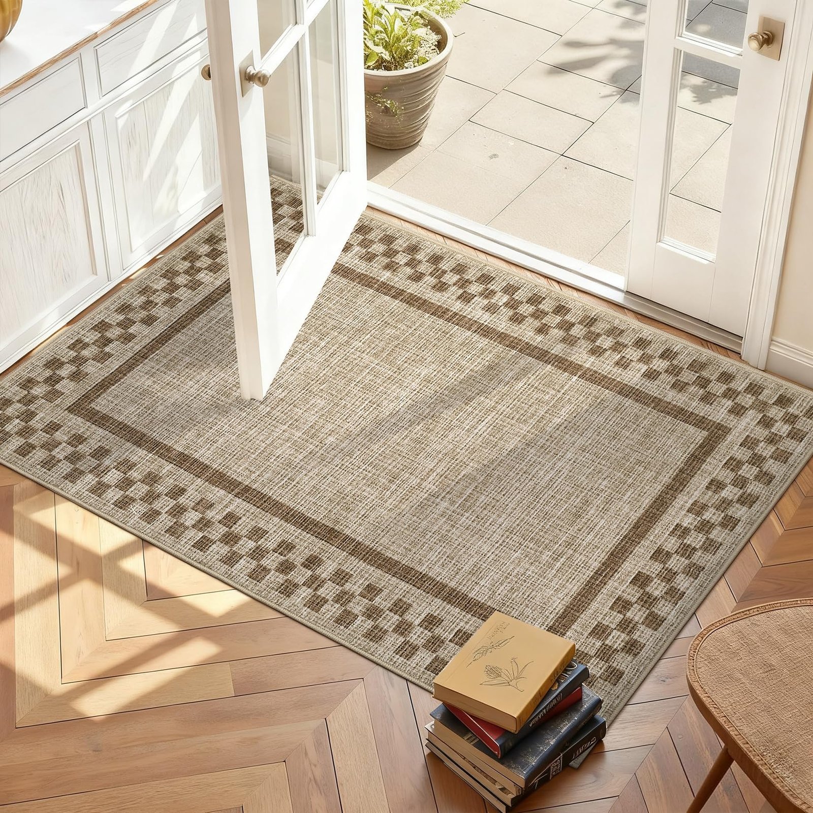 LocalStock Hallway Runner Rug 2x6 Non Slip Scalloped Washable Rug for Kitchen Entry Stain Resistant Modern Border Throw Floor Carpet Long Runner Mat for Bathroom Living Room Bedside, Beige - Image 58