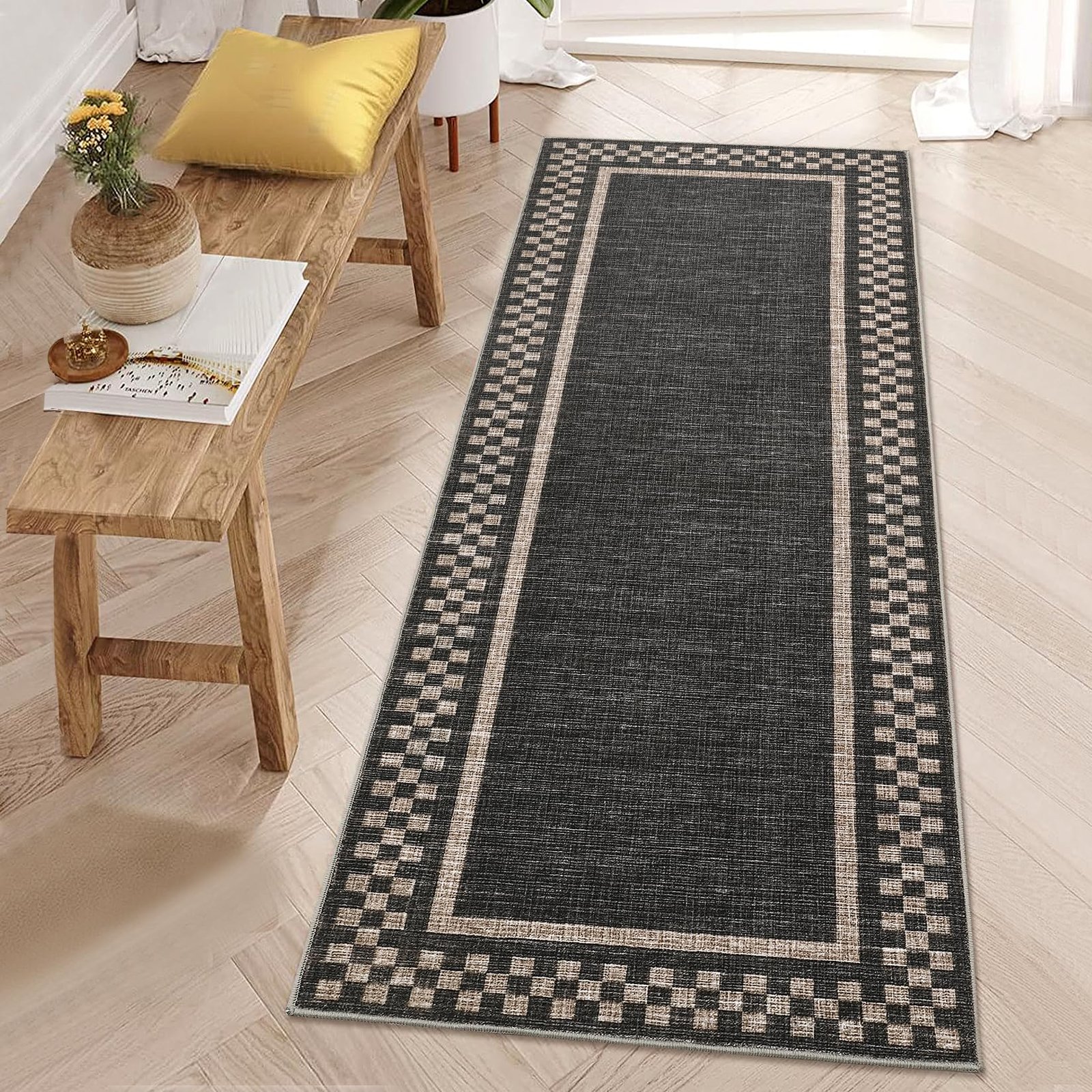 LocalStock Hallway Runner Rug 2x6 Non Slip Scalloped Washable Rug for Kitchen Entry Stain Resistant Modern Border Throw Floor Carpet Long Runner Mat for Bathroom Living Room Bedside, Beige - Image 50